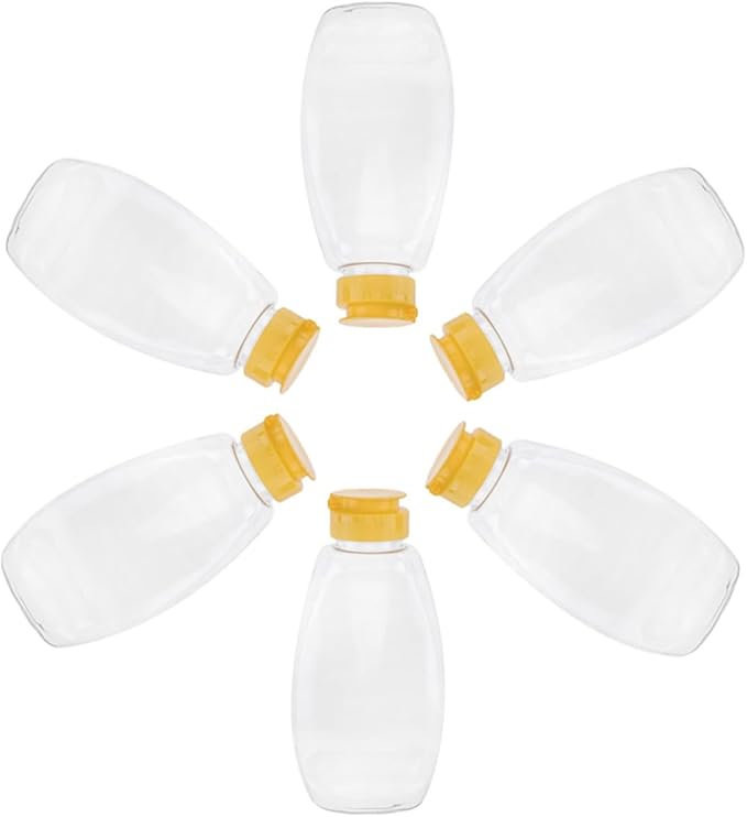 6pcs Plastic Honey Jars 500g Pet Food Storage Containers with Flip-top Caps Refillable Squeeze Bottles for Kitchen Honey Dispensing and Jam Storage