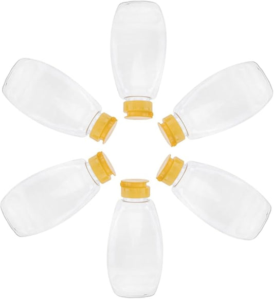 6pcs Plastic Honey Jars 500g Pet Food Storage Containers with Flip-top Caps Refillable Squeeze Bottles for Kitchen Honey Dispensing and Jam Storage