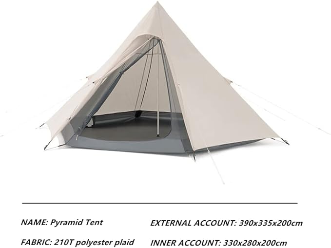 Trekking Pole Tent Ultralight 4 Person 4 Season Tent, Lightweight Pyramid Tent for Mountaineering Hiking Camping