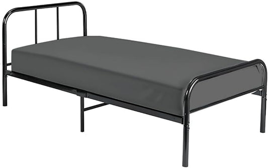 Cot Fitted Sheet 25 x 75, 100% Egyptian Cotton, 1 PC Cot Size Bottom Sheet Only, Perfect for Narrow Twin, Camp Bunk, Army Cots, Trifold Mattress, Camping Cot, Guest Bed Replacement(Dark Grey)