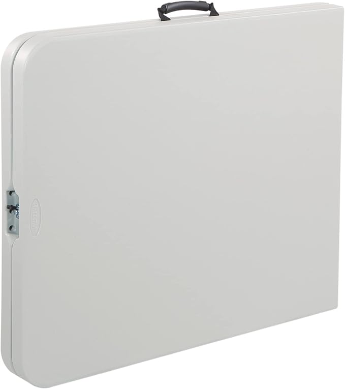 Office Star Resin Rectangle Center-Folding Portable Table for Picnics, Camping, and Tailgating, 6 Feet