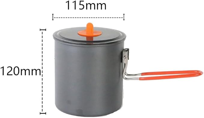 Camping Cooking Pot 1000ml Aluminum Alloy Lightweight Outdoor Milk Tea Coffee Kettle with Folding Handle for Hiking Picnic, Gray