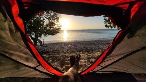 AirBedz Pittman Outdoors PPI-POPUP2X Instant Set-up 2 Person Pop-up Tent with Large Mesh Window, 7.55'x3.94'x3.2' (Height), Red