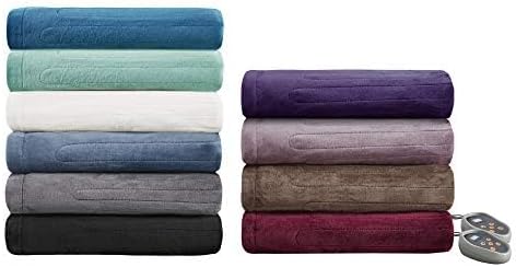 Beautyrest Heated Electric Blanket for Cold Weather, Fast Heating Heated Blanket, Auto Shut Off, Virtually Zero EMF, Multi Heat Setting, UL Certified, Black Queen (90 inx84 in)