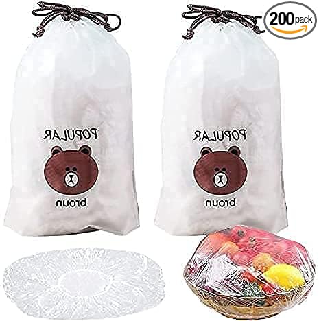Fresh Keeping Bags, Plastic Sealing Bags Food Cover, Universal Kitchen Wrap Seal Fresh Keeping Caps Fresh Keeping Bags Covers,Plastic Stretchable Food Covers for Leftover And Meal Prep (200PCS)