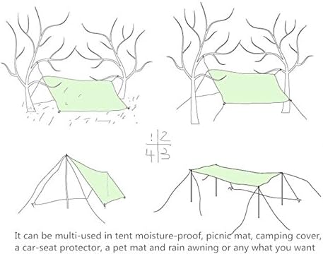 Waterproof Camping Tarp for Picnics, Tent Footprint, and Sunshade (Black-210x150CM)
