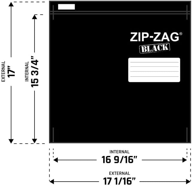 Zip Zag Bag Black (2 LB) 10x Extra Large Zipper Bags (17" x 17") | Say Goodbye to Stale Herbs And Spices With Food Safe Zipper bags | Resealable, Reusable, Washable, Airtight Bags
