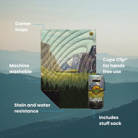 Rumpl Original Puffy Yosemite National Park Blanket for Camping and Outdoors, V1, Yosemite V1