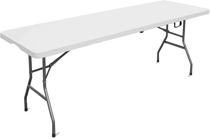 8ft Folding Table, Foldable Table with Foldable, Easy to Carry, for Family Gatherings, Outdoor Gatherings, Indoor
