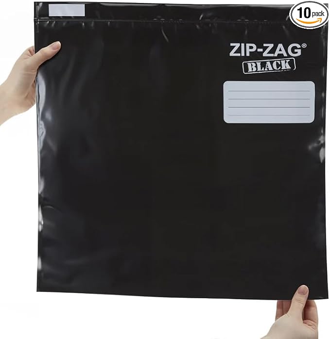 Zip Zag Bag Black (2 LB) 10x Extra Large Zipper Bags (17" x 17") | Say Goodbye to Stale Herbs And Spices With Food Safe Zipper bags | Resealable, Reusable, Washable, Airtight Bags