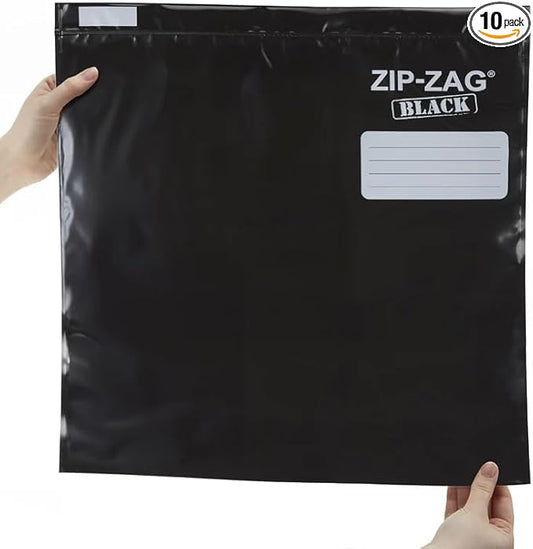 Zip Zag Bag Black (2 LB) 10x Extra Large Zipper Bags (17" x 17") | Say Goodbye to Stale Herbs And Spices With Food Safe Zipper bags | Resealable, Reusable, Washable, Airtight Bags