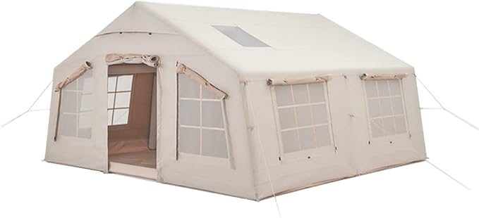 GeRRiT Outdoor Inflatable Camping Tent with Air Pump, 13m2 Glamping Tents, Easy Setup 4 Season Windproof House for Fishing, Camping & Hiking,480 X 360 X 250cm