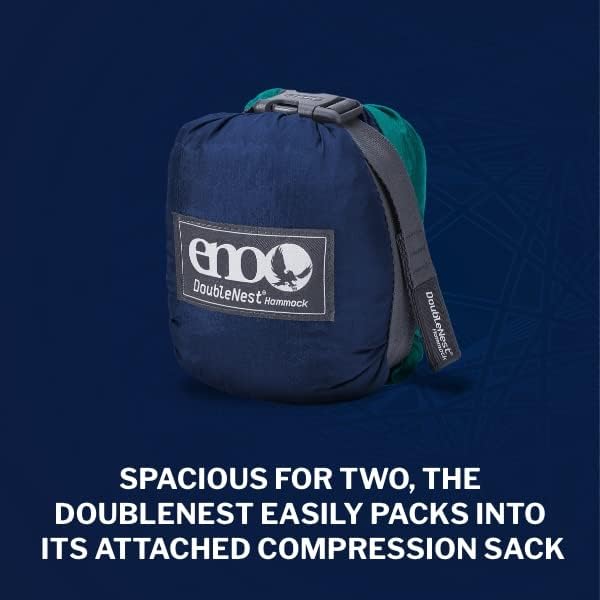 ENO DoubleNest Hammock - Lightweight, Portable, 1 to 2 Person Hammock - for Camping, Hiking, Backpacking, Travel, a Festival, or The Beach - Seafoam/Navy