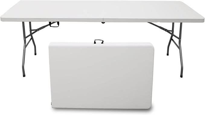 8ft Folding Table, Foldable Table with Foldable, Easy to Carry, for Family Gatherings, Outdoor Gatherings, Indoor