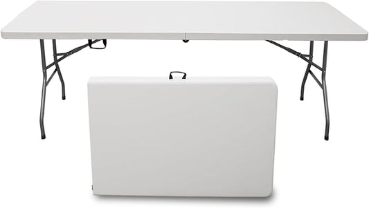 8ft Folding Table, Foldable Table with Foldable, Easy to Carry, for Family Gatherings, Outdoor Gatherings, Indoor
