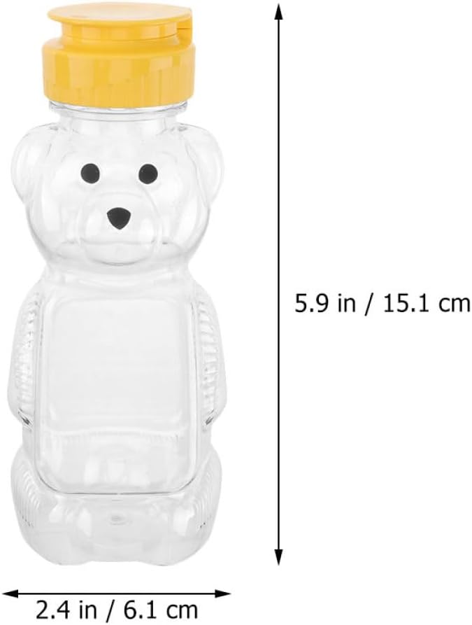 8pcs Bear Shape Honey Bottles Small Juice Beverage Containers Plastic Food Packing Bottles Reusable Drink Storage for Kitchen and Dining