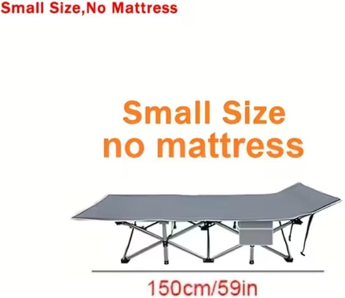 59in, Extra-Large Folding Outdoor Camping Bed with Mattress, Portable Folding Guest Bed, Heavy-Duty Sleeping bedwith Storage Bag, Suitable for Travel and Leisure (Gry Without Mattress)