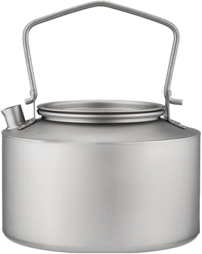 Ultralight Titanium Tea Kettle 980ml Collapsible Handle Camping Coffee Pot Compact Hiking Teapot For Outdoor Cooking Backpacking Travel Fast Boiling Rustproof(Frosted style)