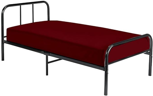Cot Fitted Sheet 33 x 75, 100% Egyptian Cotton, 1 PC Cot Size Bottom Sheet Only, Perfect for Narrow Twin, Camp Bunk, Army Cots, Trifold Mattress, Camping Cot, Guest Bed Replacement(Burgundy)