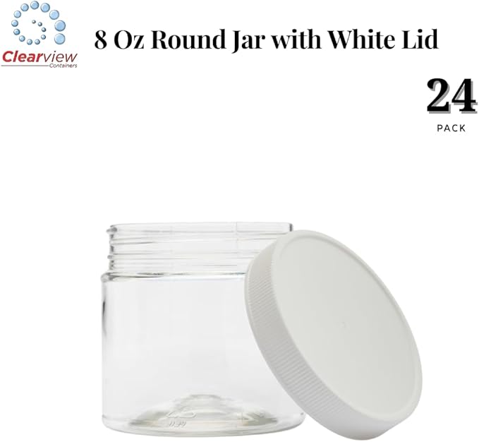 Plastic Storage Jars with Leak Proof Lids, BPA Free, Hand Wash Only (8oz Jar, 24PK)