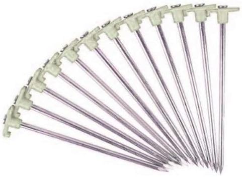 12-Piece Galvanized Steel Tent Pegs - Glow in The Dark Garden Stakes
