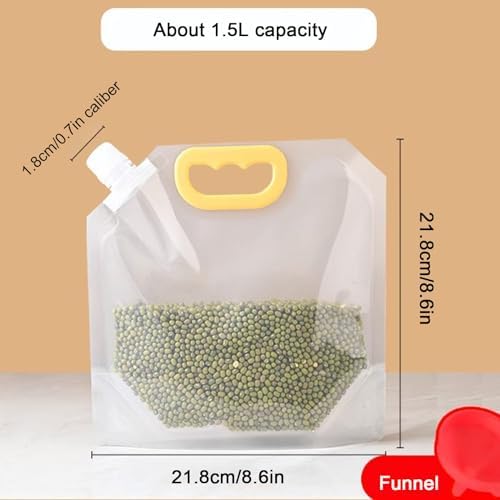 【15 Pack】 Food Stora Bags Grain Moisture-Proof Sealed Bags Stand Up Packaging Pouches Lar Reusable Sealed Bag with Handle and Cap BPA Free,16.7"x14"