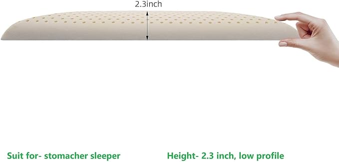 SUQ I OME Slim Sleeper -Thin Latex Pillow for Sleeping,Dunlop Low Profile Ultra Thin for Stomach, Back, or Side Sleepers, Firm, 23x15.7x2.7 inch,Cube White
