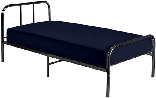 Cot Fitted Sheet 30 x 75, 100% Egyptian Cotton, 1 PC Cot Size Bottom Sheet Only, Perfect for Narrow Twin, Camp Bunk, Army Cots, Trifold Mattress, Camping Cot, Guest Bed Replacement(Navy Blue)