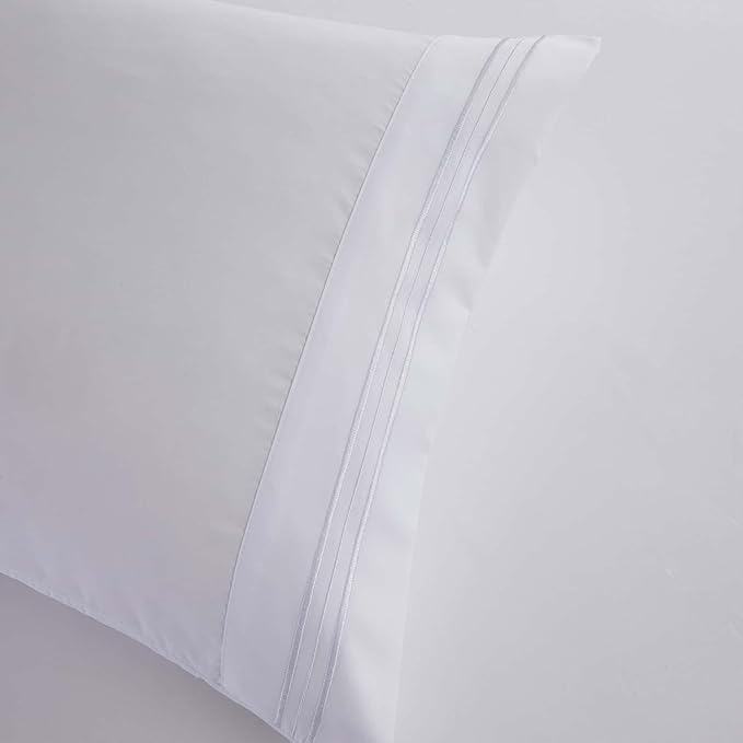 Clara Clark Cal King Sheets, 6 Piece Set - Hotel Luxury Sheets for Cal King Size Bed, Super Soft Bedding Set, Cal King Size, White