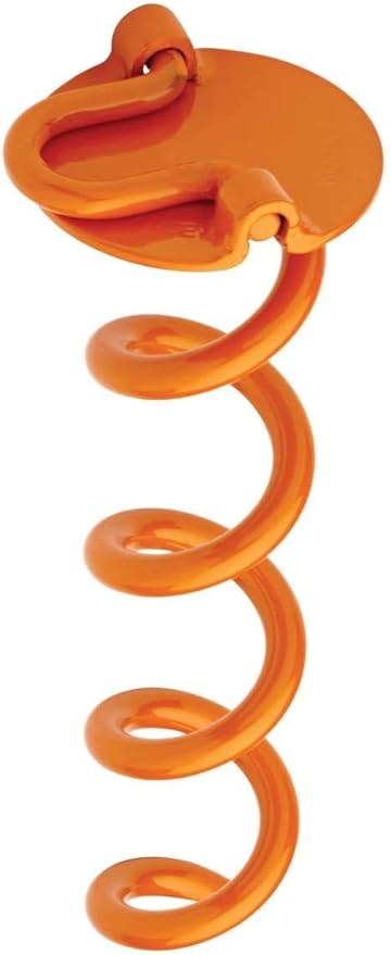 Vortex (1-Pack) 10" Spiral Ground Anchors, Steel Screw In with Folding Ring, 275 lb Pull Force, Orange ANCFR10-ORG-A