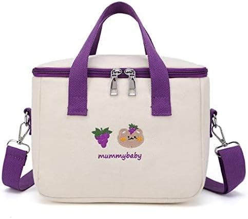 DYJAGYO Cartoon Bear Warming Mummy Bag，Large Capacity Cute Lunch Box,Multifunctional Outgoing Storage Bag (Purple)