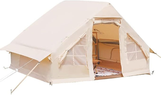 Inflatable Glamping Tent, 3-5 Person Family Tent, 4 Season Waterproof Windproof Large Air Tent with Air Pump and Carry Bag, for Outdoor, Camping, Hiking, Mountaineering