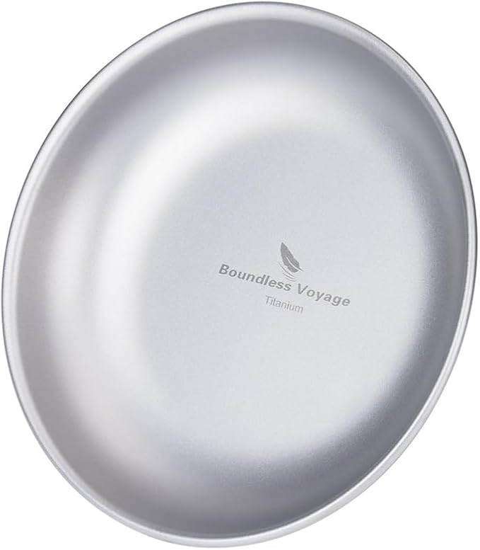 Boundless Voyage Titanium Camping Plate Dishes Saucer Lightweight Round Dinnerware Set Stackable Serving Plates Pasta Plates Travel Outdoor Home Kitchen Tableware Set Ti1115T