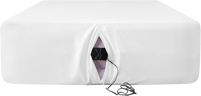 Queen Fitted Sheet for Air Mattress,with 24 Inch Extra Deep Pockets,Ultra Soft Durable Breathable Bed Sheets Cover for Inflatable Air Bed,with Pump Opening,Inflate at Any Time-White