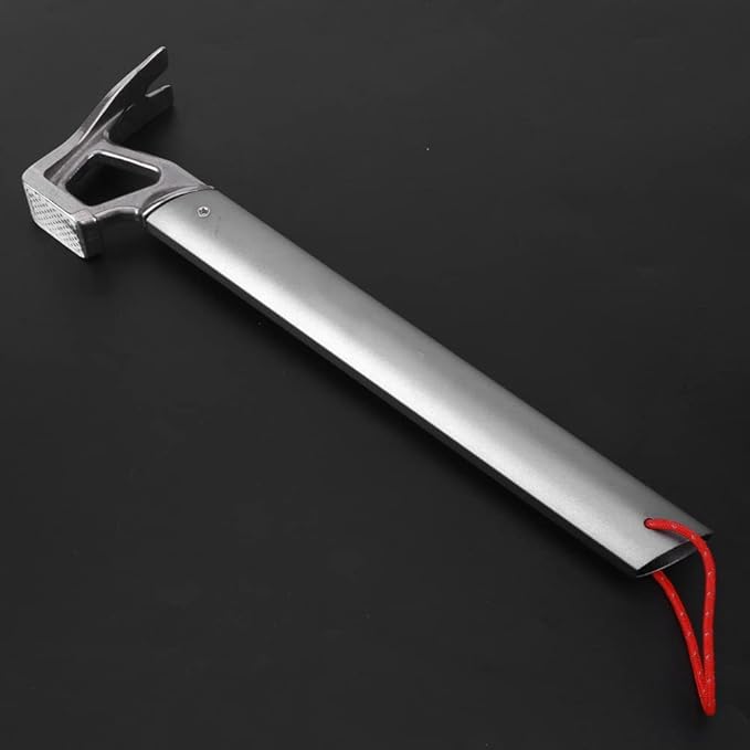 Camping Hammer, 12in Portable Lightweight Multi Functional Tent Hammer with Tent Stake Remover, Stainless Steel Heavy Duty Tent Stake Hammer, Tent Mallet for Backpacking, Hiking, Gardening, Outdoor