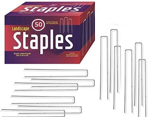 Ashman Galvanized Garden Stakes Landscape Staples: 50 Pack 12 Inch Sod and Fence Stake - Sturdy Rust Resistant Gardening Supplies for Anchoring Landscaping, Weed Barrier Fabric, Ground Cover
