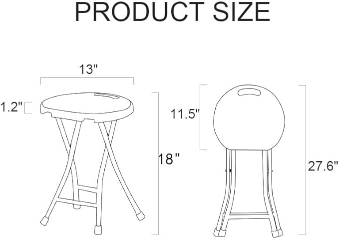 Folding Stool with Handle, Folding Chair,Folding Bar Stool with Non-Slip Feet,Indoor and Outdoor Foldable Stool for Adults(13"×11.5"×18")