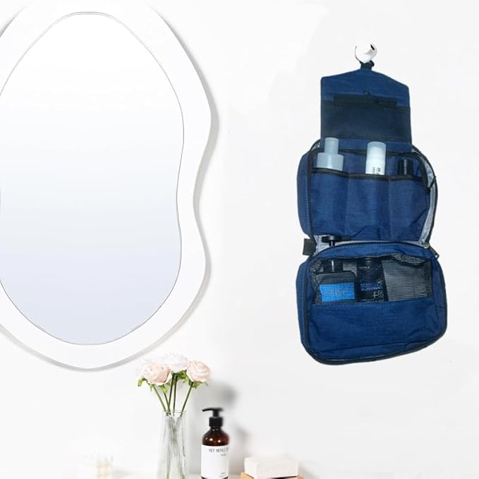 Travel toilet bag is used to store toiletries, with a large capacity storage hanging toilet bag (Navy blue)