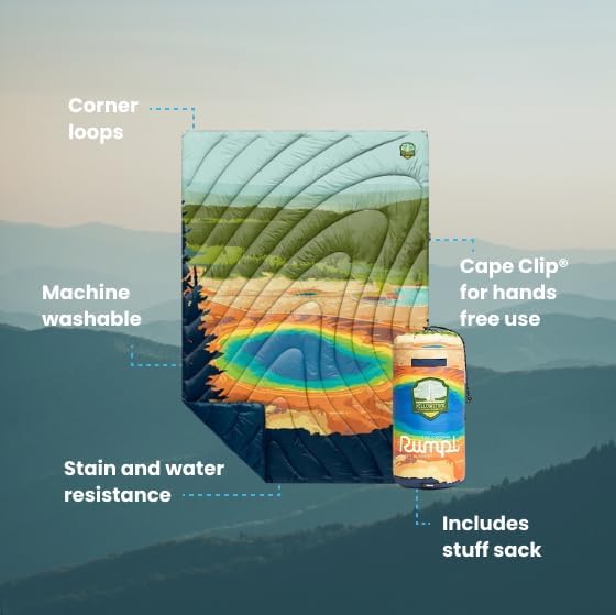 Rumpl Original Puffy Yellowstone National Park Blanket for Camping and Outdoors, V1, Yellowstone V1