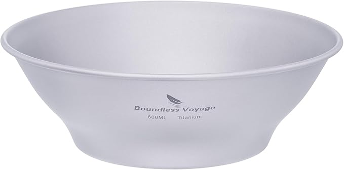 iBasingo 600ml Titanium Bowl Ultralight Tableware Single-Walled Rice Salad Bowl Small Gym Fitness Bowl Outdoor Camping Dinnerware Potable Stackable Kitchen Utensils Ti1106T