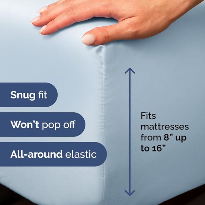 Full XL Bed Sheet - 4 Piece Full XL Bed Sheets Set - Soft, Breathable & Cooling - Hotel Luxury Bedding for Women, Men, Kids, Teens, Boys & Girls - Deep Pockets, Comfy, Fade & Wrinkle Free - Sky Blue