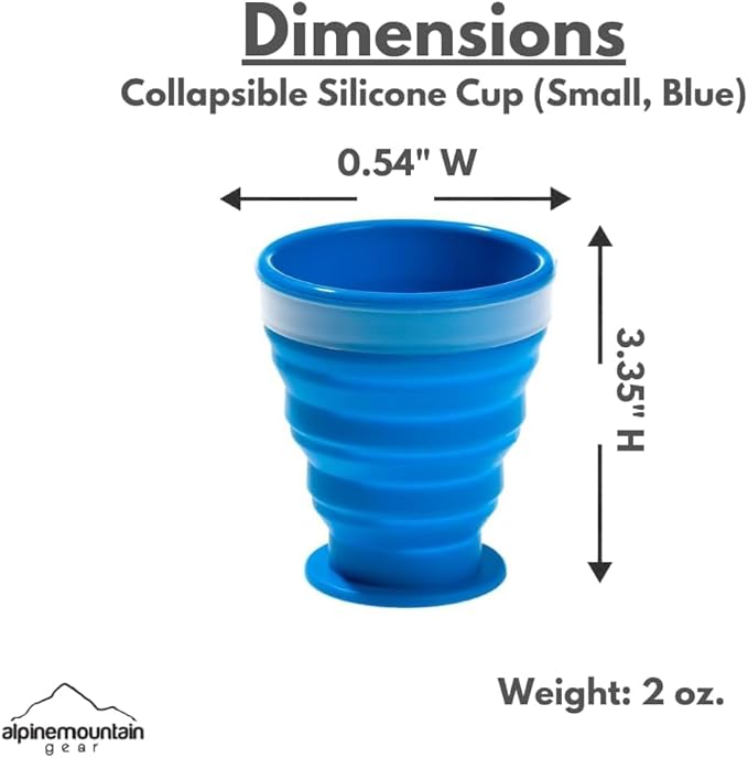Collapsible Silicone Cup for Camping and Backpacking - Camping Dishware Gear Essentials in Blue (Made by Caddis Sports) (4)