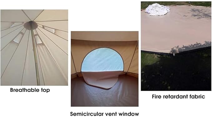 GeRRiT Pyramid Round Bell Tent Canvas Yurt Tent with Zipped Groundsheet, 4 Season Large Family Teepee Tents for Family Outdoor Camping, Diameter 3M/4M/5M/6M Cotton/Canvas