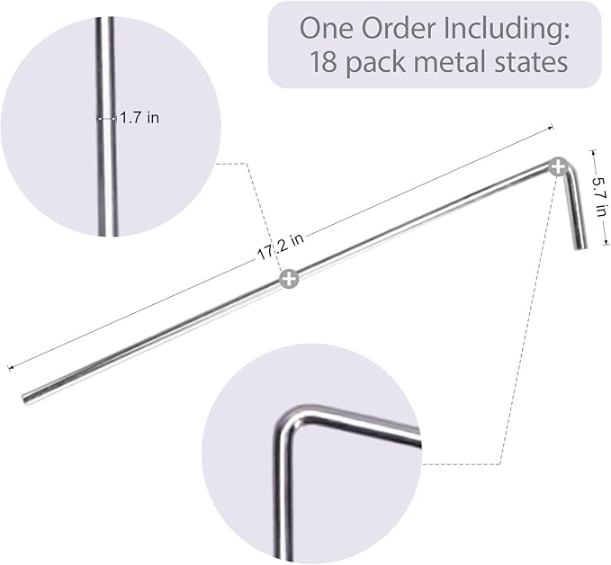 18 Pack Tent Stakes 6.5" Heavy Duty Metal Pegs for Outdoor Christmas Decorations Camping Canopy Gardening Yard Ground Garden Accessories