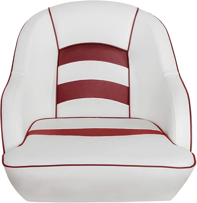 Bucket Pontoon Boat Seat (White/Red)