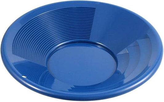 SE 12 Inch Gold Panning Pan - Dual Riffles for Easier Mining and Prospecting, Blue