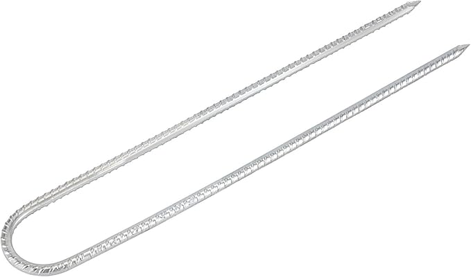 14 Pack 16 Inch Silver Galvanized Rebar U Hook Stakes, Heavy Duty Curved U Hook Ground Anchors, Rebar Tent Fence Stakes with Chisel Point End