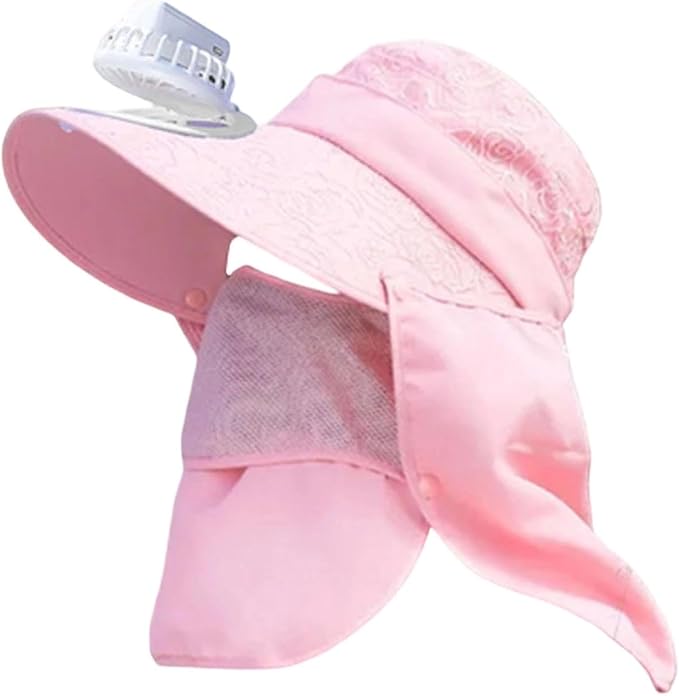 Solar Fan Cap, Wide Brim Sun Cap, USB and Solar Powered Adjustable Breathable Fan Hat for Women Men Outdoor