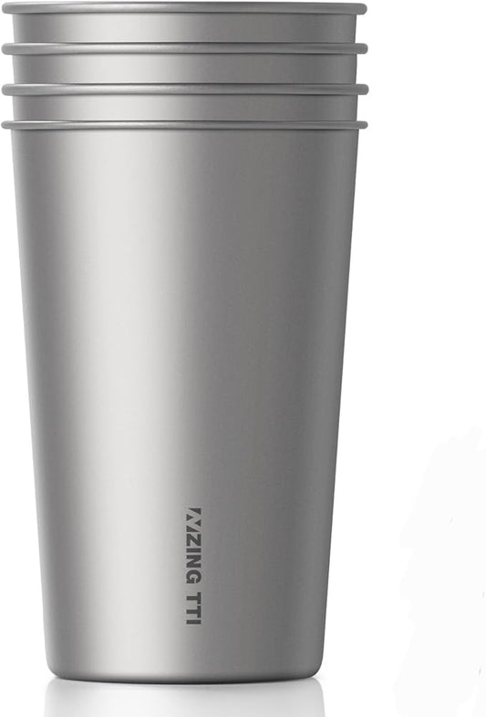 Titanium Pint Cup 500ml/17oz, Stackable Premium Metal Drinking Cups, Reusable Beer Juice Cup, Suitable for Home, Party, Camping, Outdoor, Indestructible (Large)