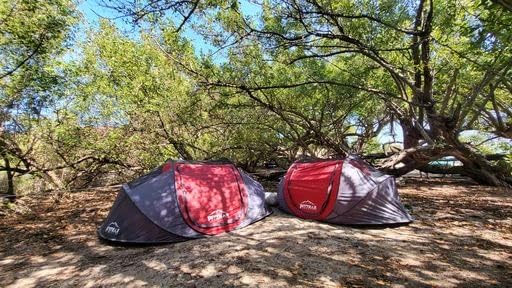 AirBedz Pittman Outdoors PPI-POPUP2X Instant Set-up 2 Person Pop-up Tent with Large Mesh Window, 7.55'x3.94'x3.2' (Height), Red